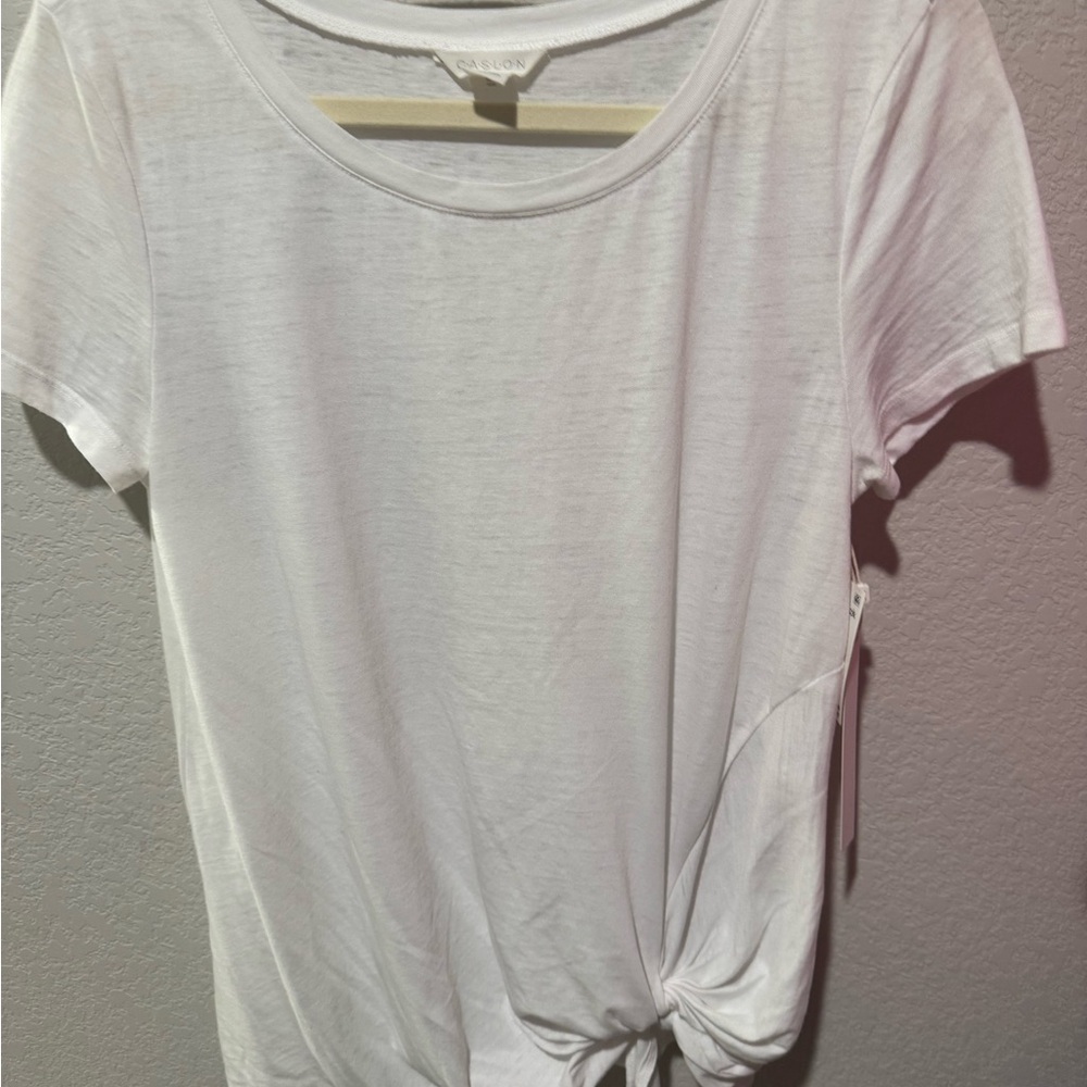 White Knot-Front Women's Top